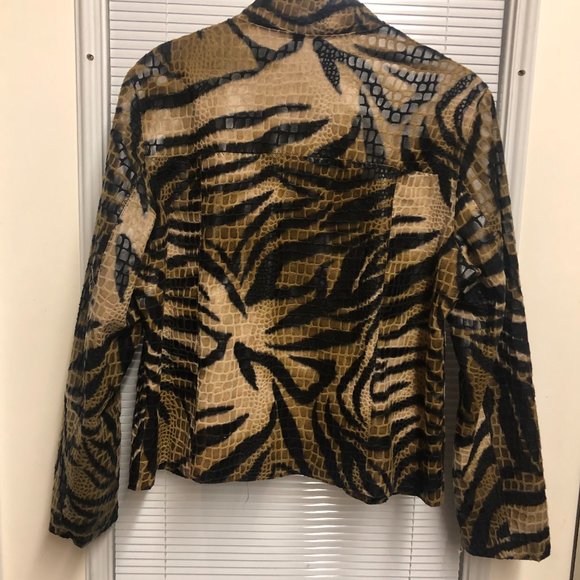 Selene Sport Women's Jacket Blazer Snakeskin Zebra Animal Print Full-zip Sz 12 - Picture 8 of 10
